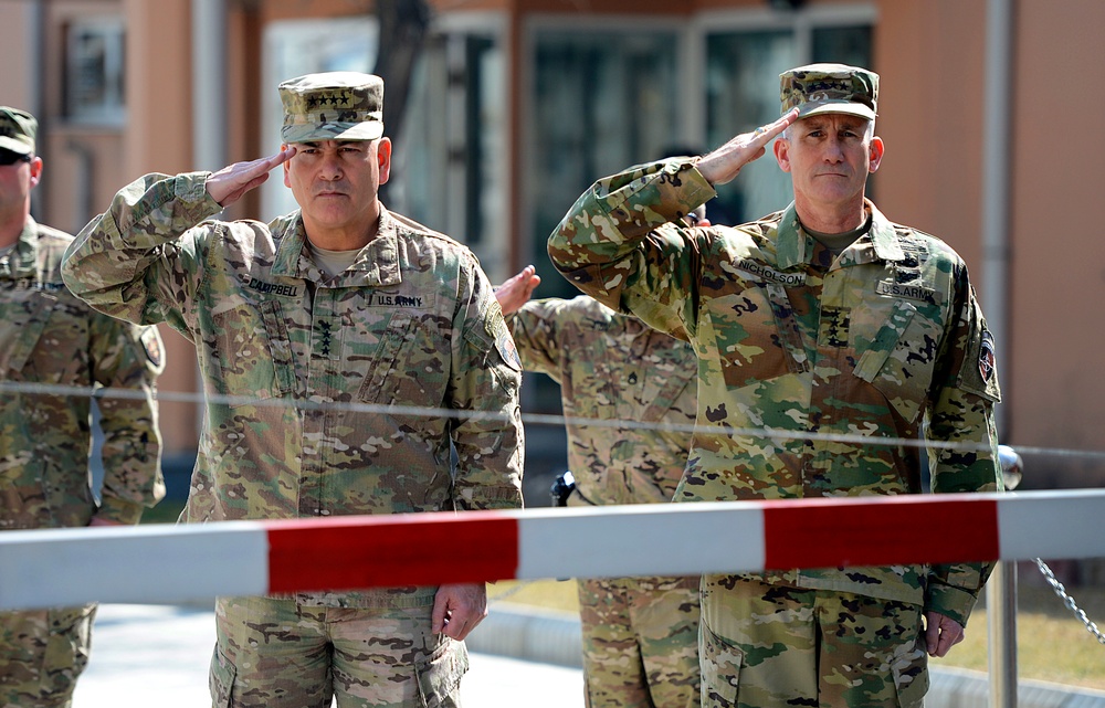 Gen. Campbell and Gen. Nicholson at Camp Resolute Support, Kabul, Afghanistan