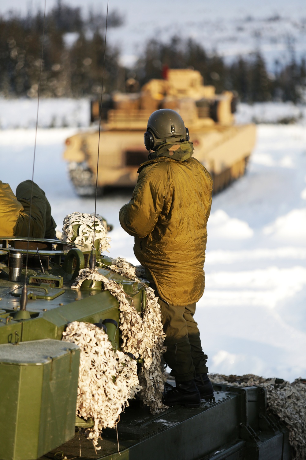 Norwegian Tank Crews Waiting watching M1A1 Tanks Fire