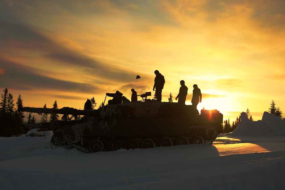 Main Battle Tank at Sunrise in Norway
