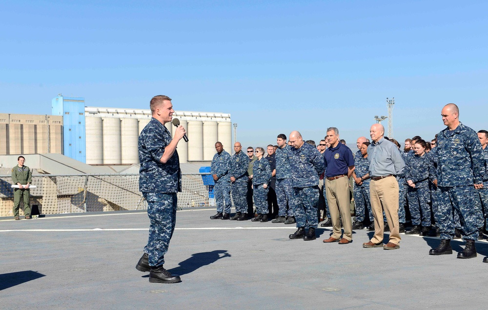 USS Mount Whitney all-hands call