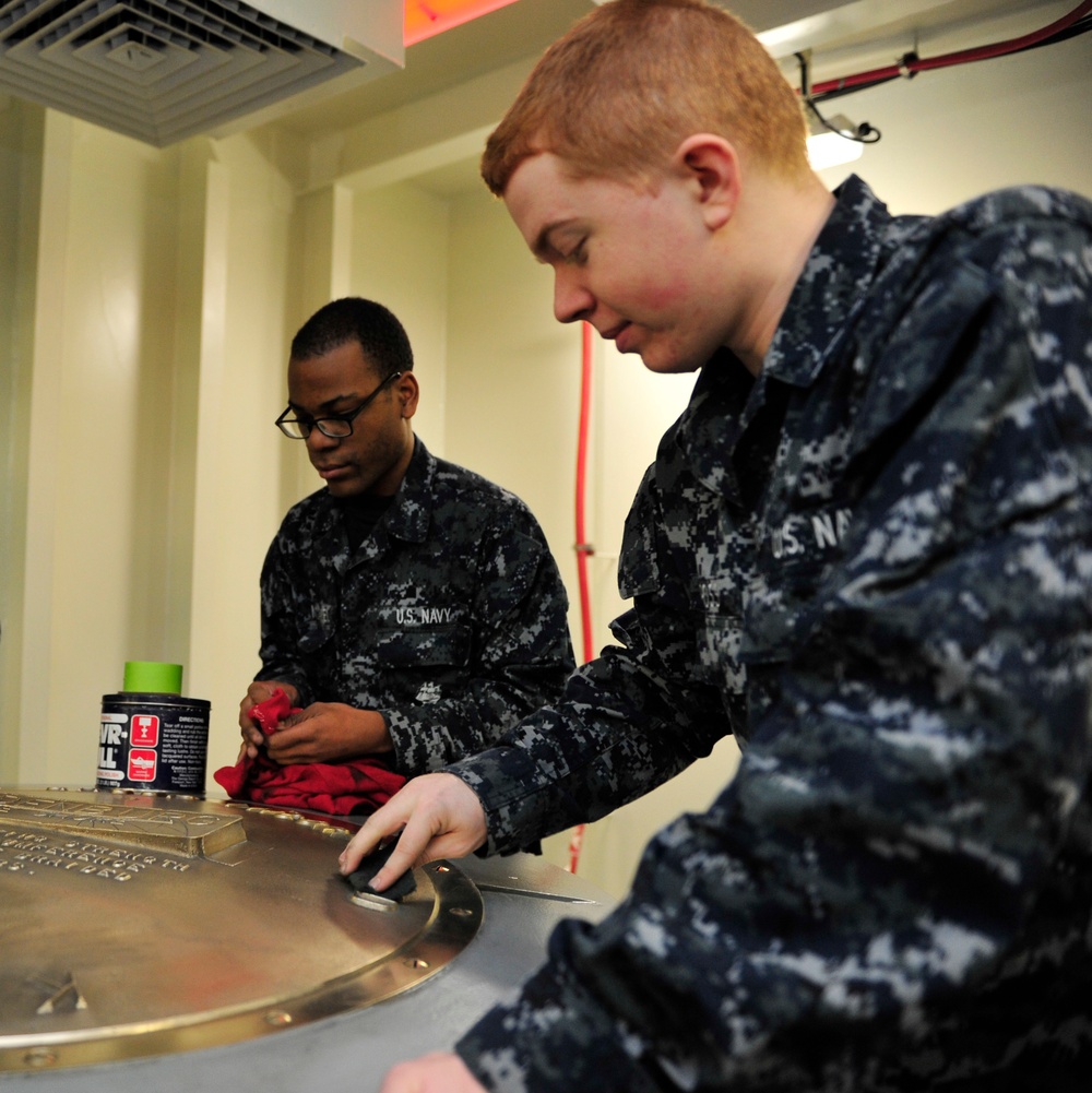 PCU Gerald R. Ford Sailors working aboard Ship