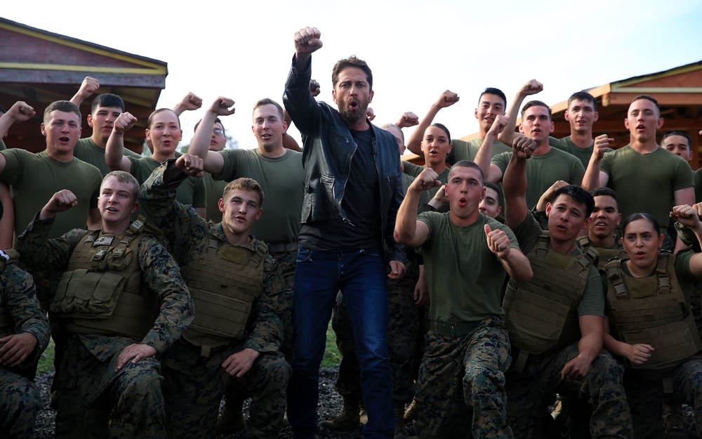 Gerard Butler Visits Camp Pendleton