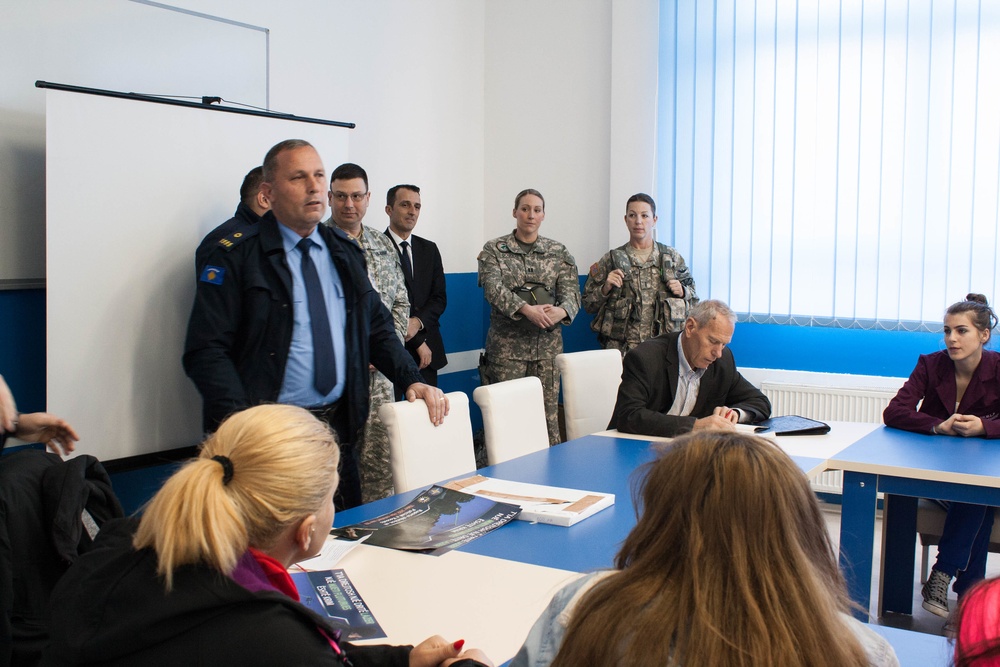 US Army National Guard Soldiers, local Kosovo institutions teach students about dangers, consequences of pointing laser pointers at aircraft