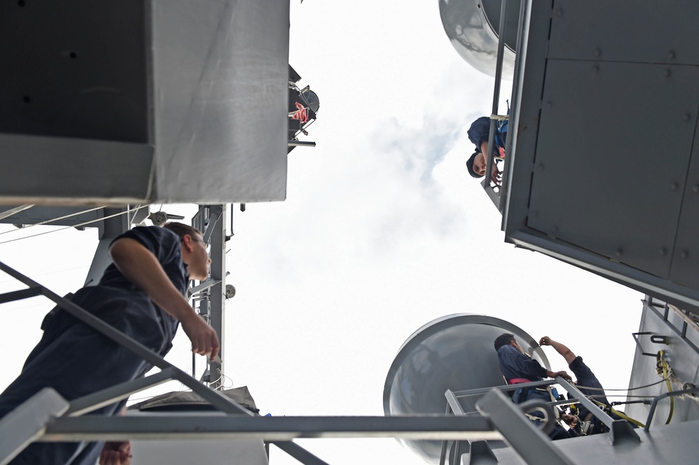 USS Stockdale Sailors perform preventative maintenance