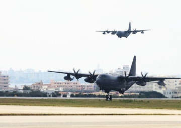 17th SOS launches Pacific region's first MC-130J Commando II five-ship formation flight