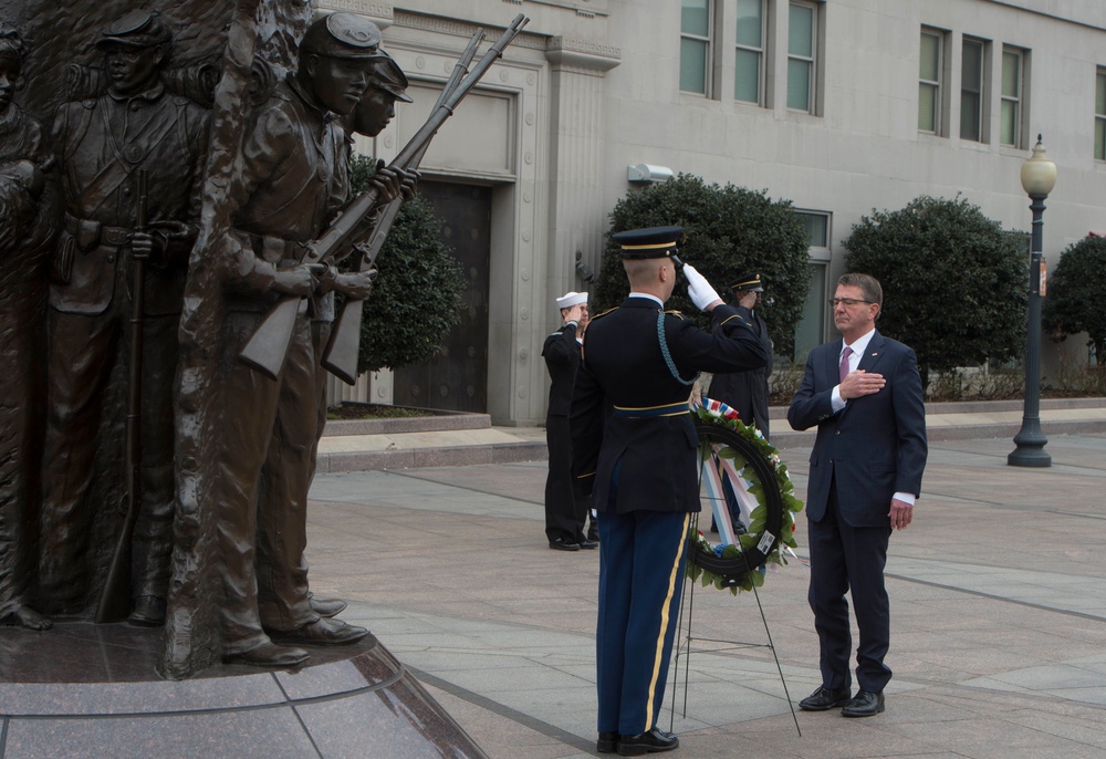 Secretary of defense visits African American Civil War Memorial