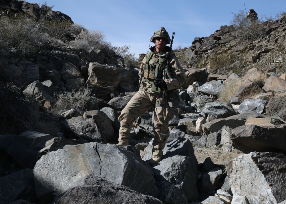 US Army Soldier crosses valley