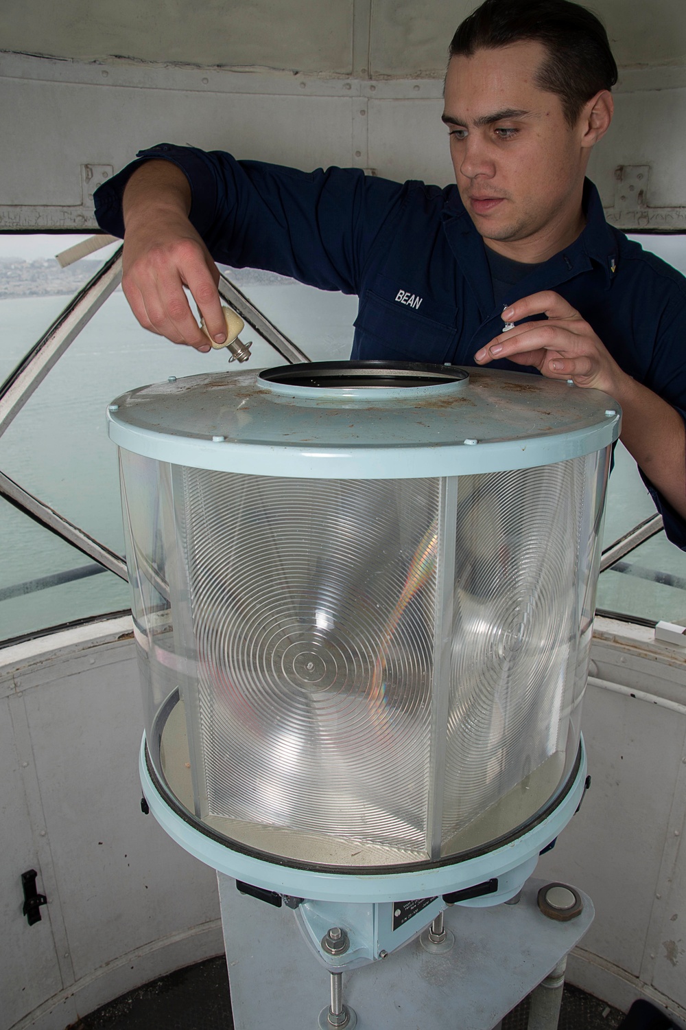 Coast Guard conducts maintenance procedures for Alcatraz Lighthouse