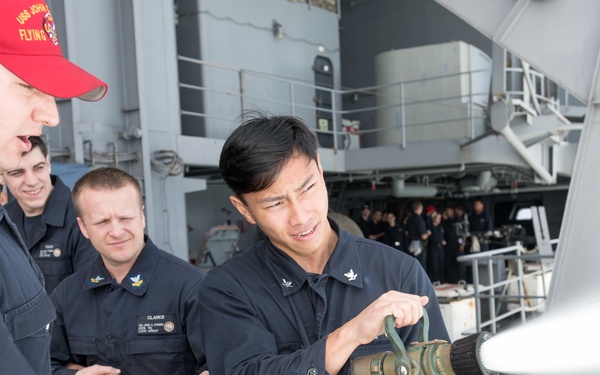 Damage control training aboard USS John C. Stennis