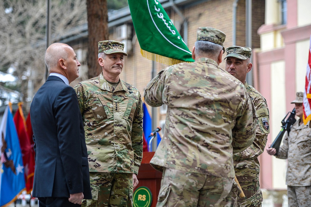 COMRS change of command ceremony – Gen. Campbell to Gen. Nicholson