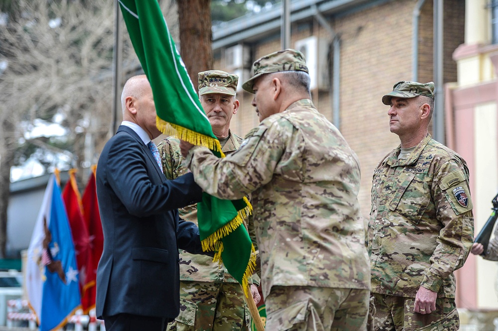 COMRS change of command ceremony – Gen. Campbell to Gen. Nicholson
