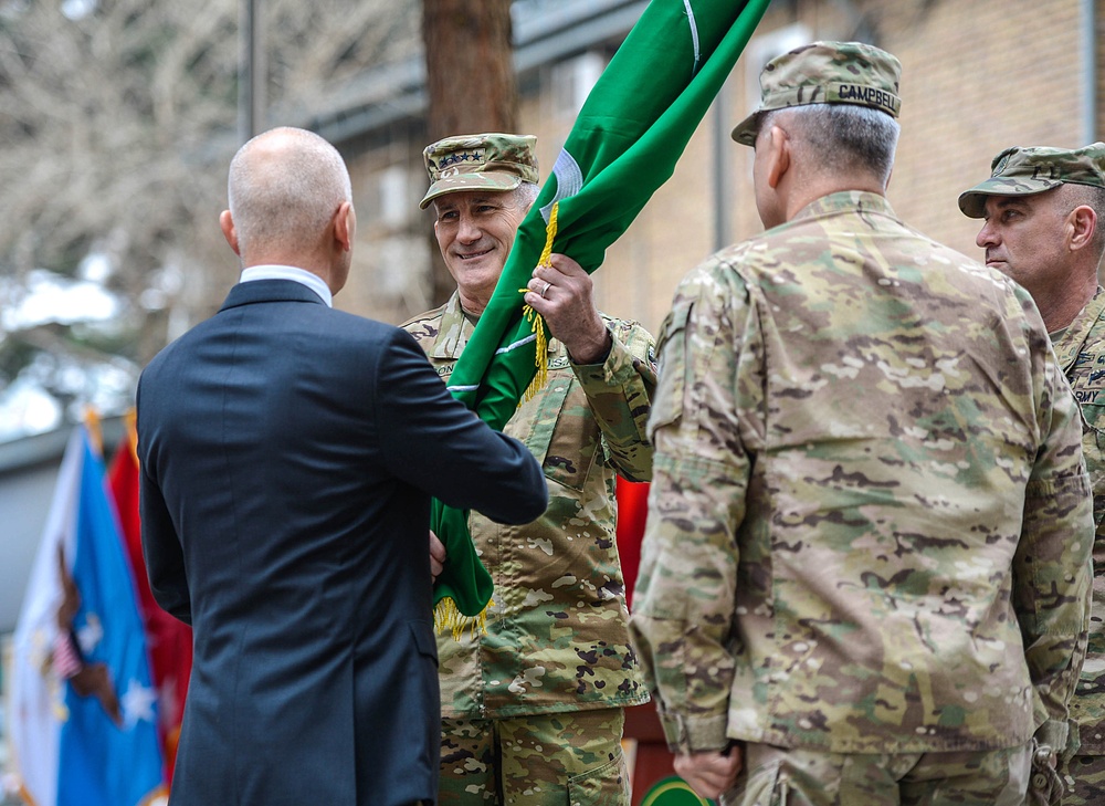 COMRS change of command ceremony – Gen. Campbell to Gen. Nicholson