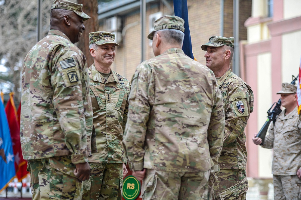 COMRS change of command ceremony – Gen. Campbell to Gen. Nicholson