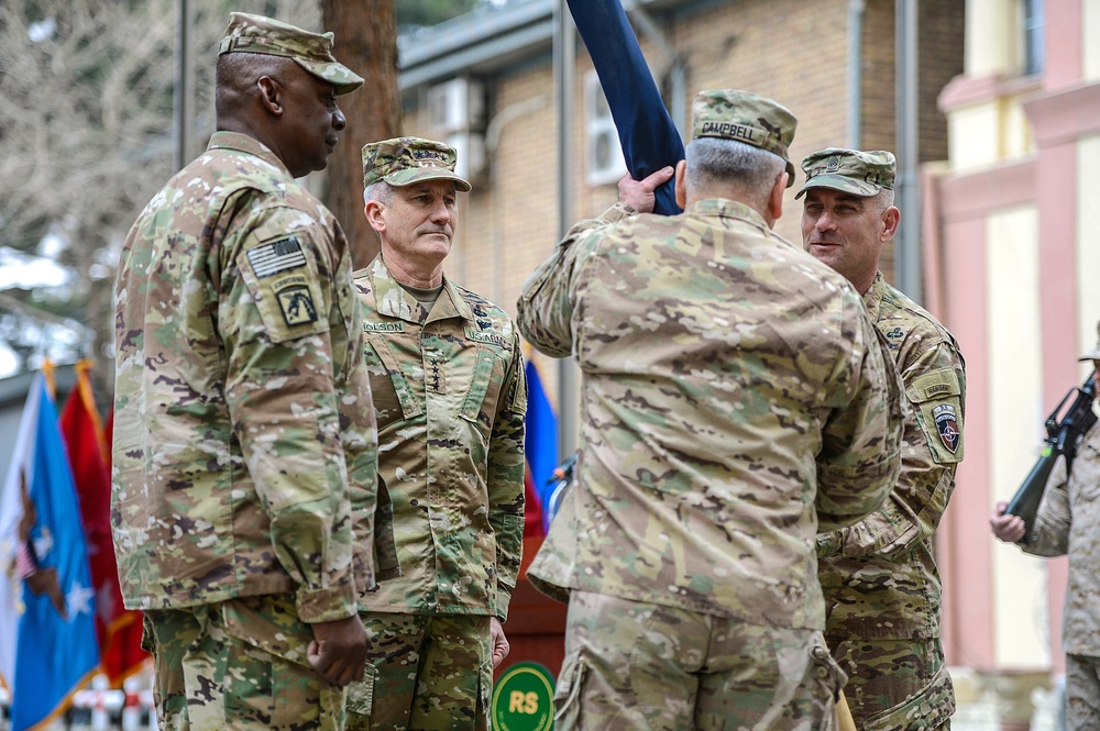 COMRS change of command ceremony – Gen. Campbell to Gen. Nicholson