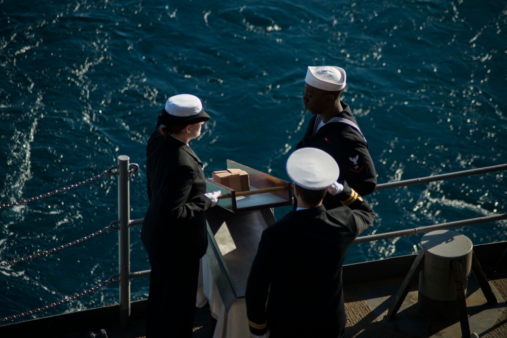 USS Dwight D. Eisenhower conducts burial at sea ceremony