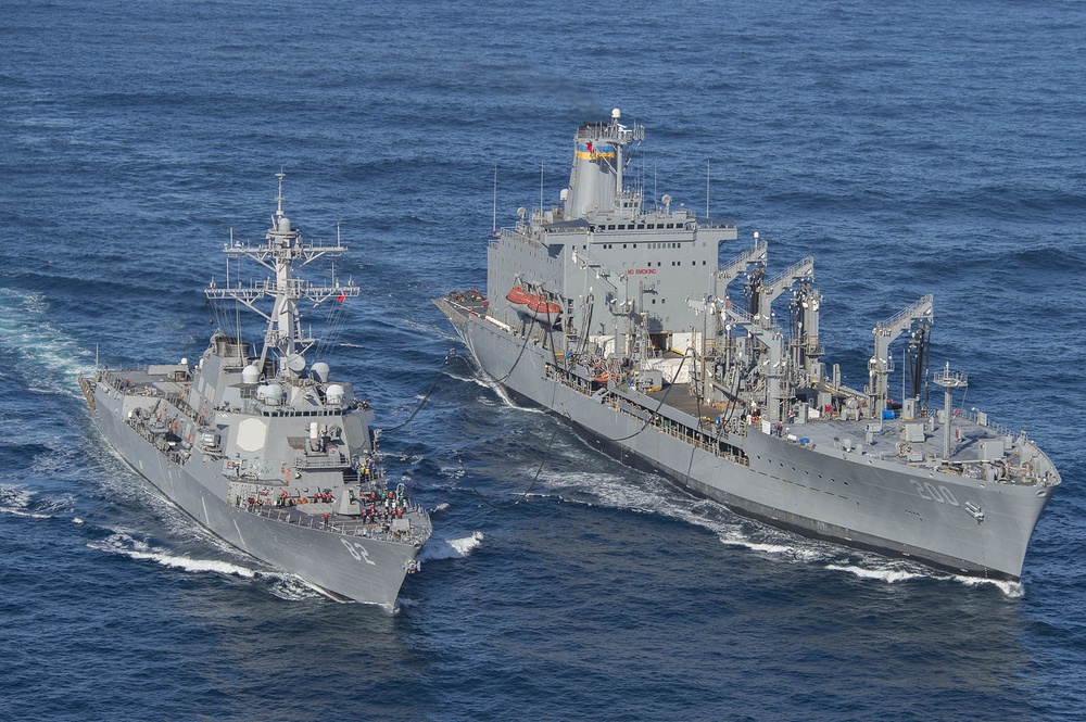 USNS Guadalupe Fuels USS Lassen During an UNREP