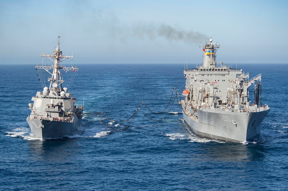 USNS Guadalupe Fuels USS Lassen During an UNREP