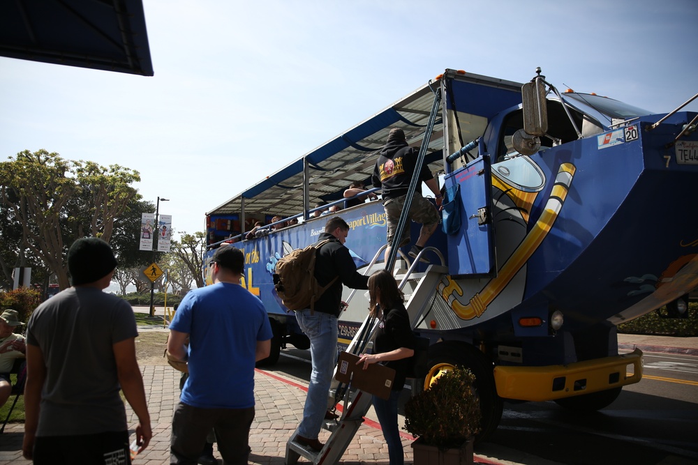 U.S. Marines from Wounded Warrior Battalion- East and Colombian wounded warriors tour historic sites in San Diego, Calif.