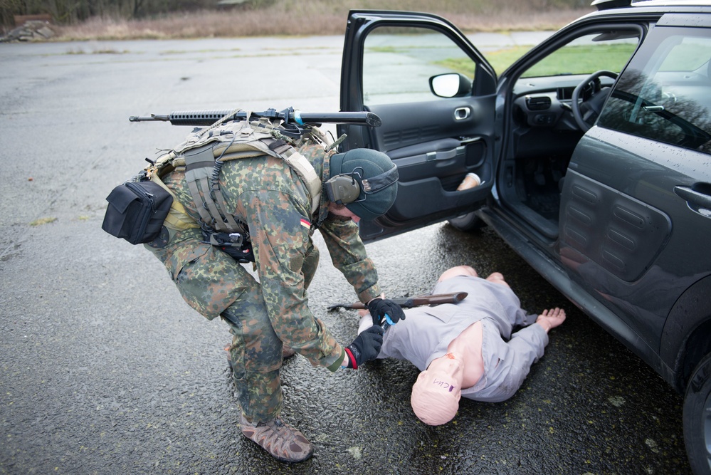 US Airmen role-play in a Special Operations Forces Training