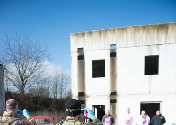 US Airmen role-play in a Special Operations Forces Training