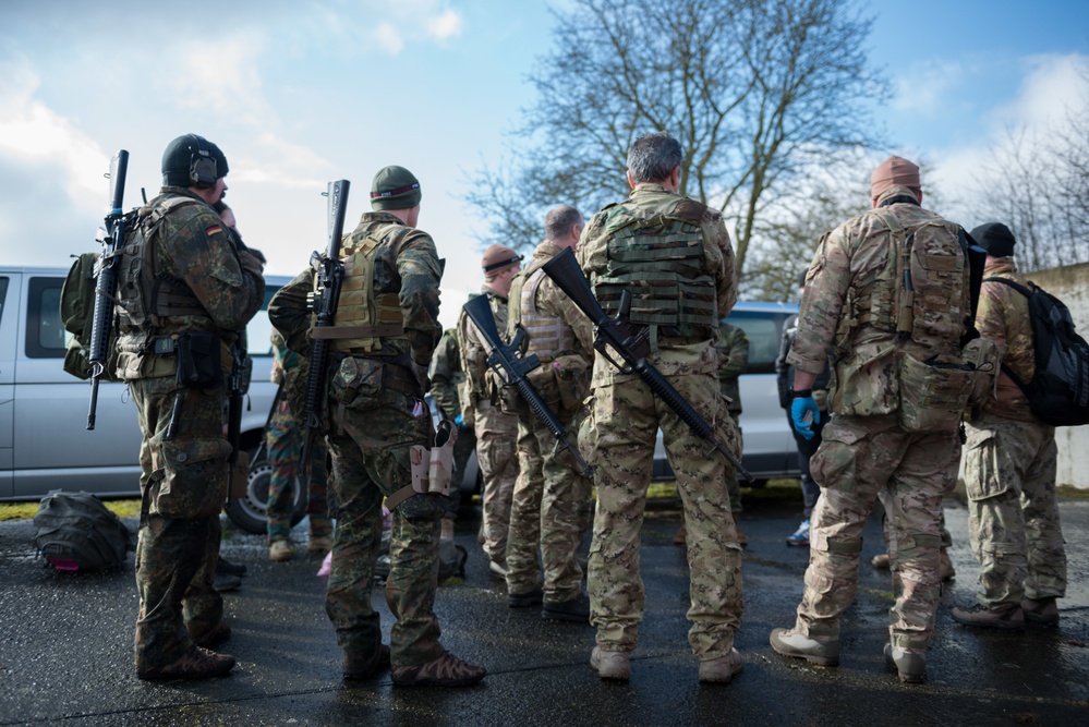 US Airmen role-play in a Special Operations Forces Training