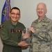 US Air Force BG Christopher Knapp gives Col. Jim Duong and CMSgt Kris Rode the 2015 ANG Medical Service Annual Award for Outstanding Achievement in Innovation.  (U.S. Air National Guard photo by Staff Sgt. Matthew T. Doyle/Released)