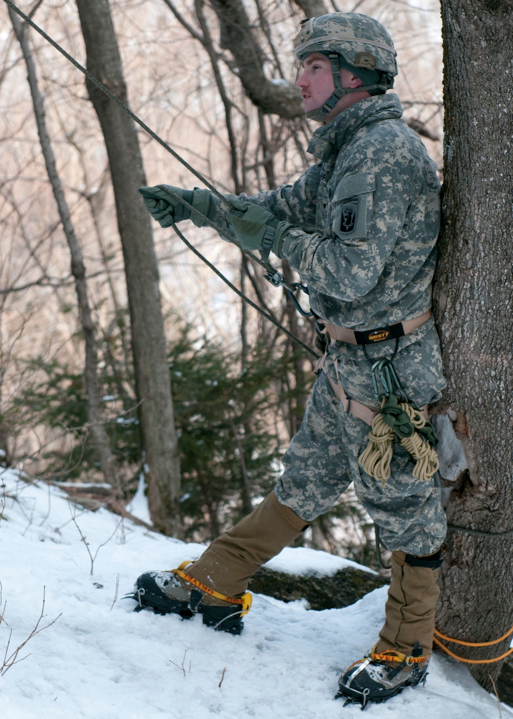 Vermont National Guard Soldier belays fellow soldier