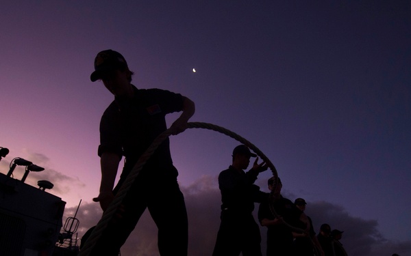 Sea and anchor detail prep aboard USS Benfold