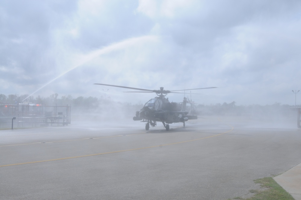 Last flight of the Apache Helicopter in the US Army Reserve