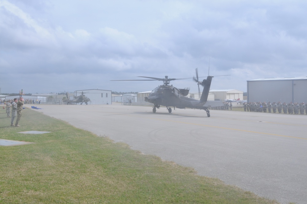 Last flight of the Apache Helicopter in the US Army Reserve