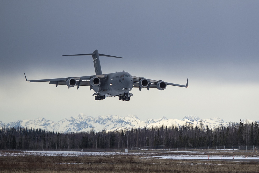 C-17 lands at Bryant Army Air Field