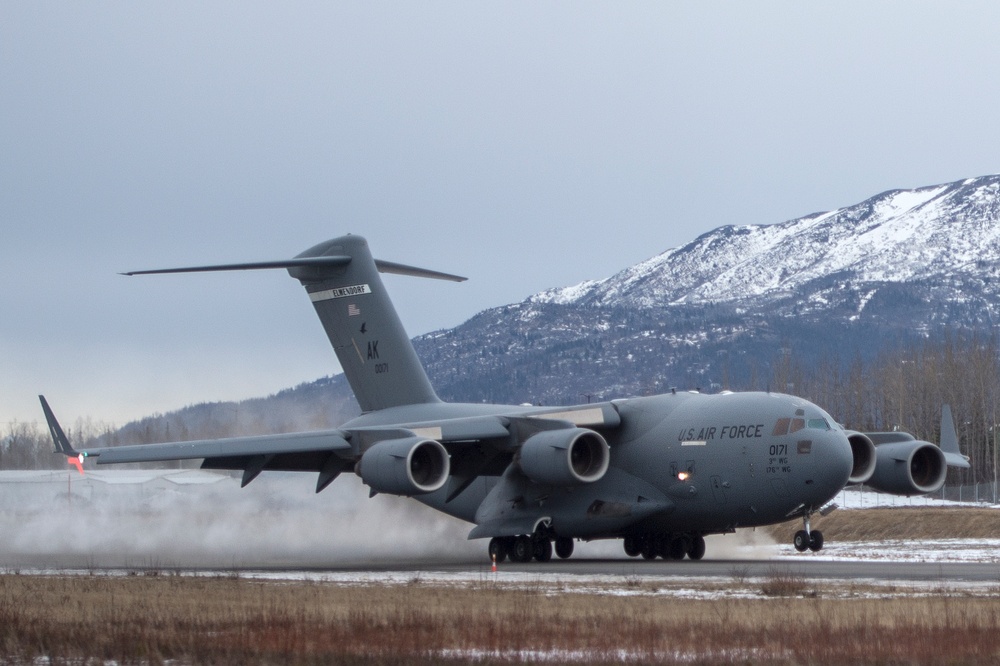 C-17 lands at Bryant Army Air Field