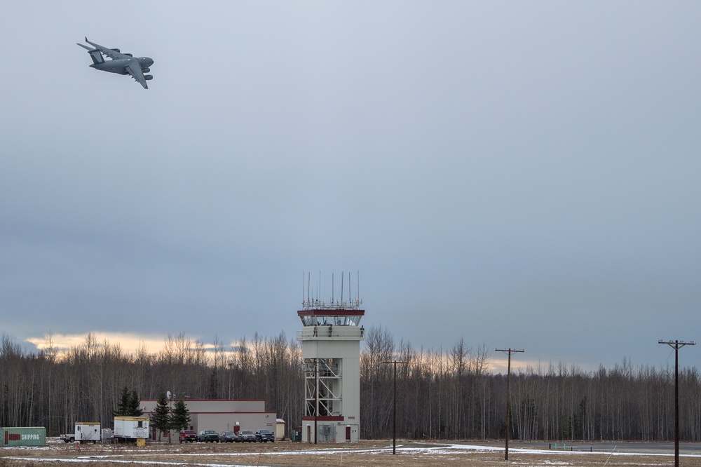 C-17 lands at Bryant Army Air Field