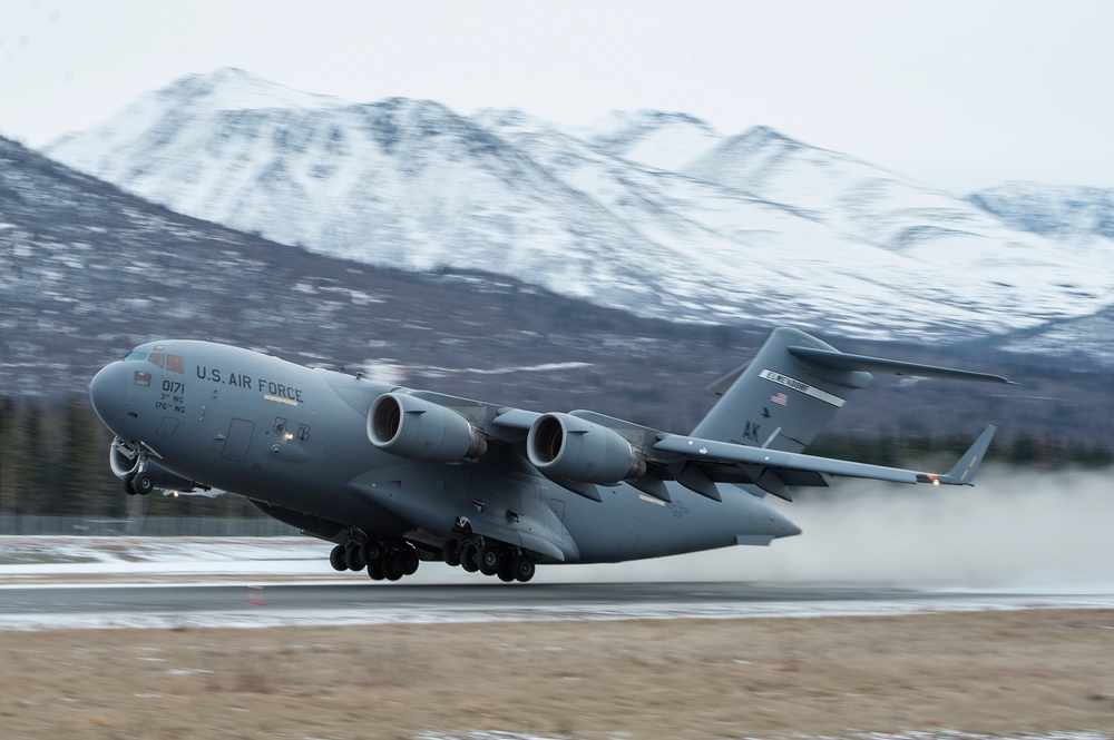 C-17 lands at Bryant Army Air Field