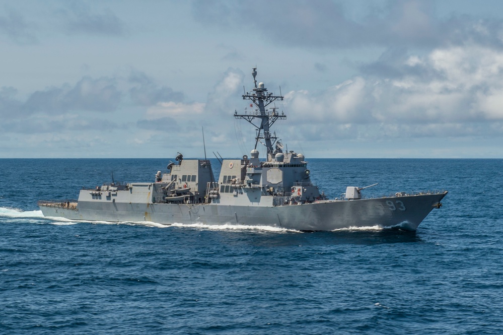 USS Chung Hoon sails near John C. Stennis Strike Group