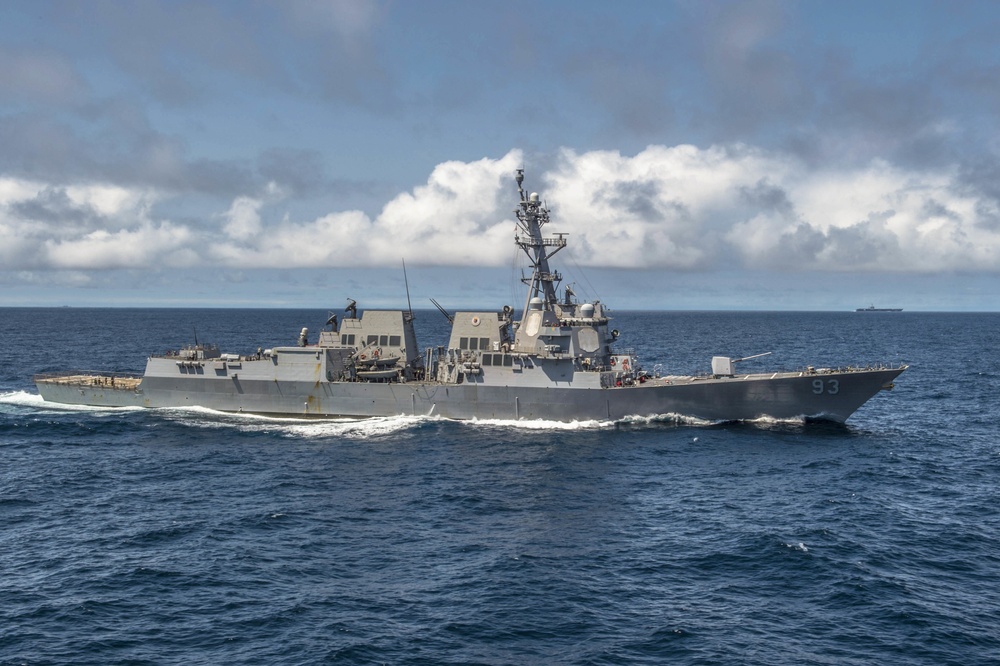 USS Chung Hoon sails near John C. Stennis Strike Group