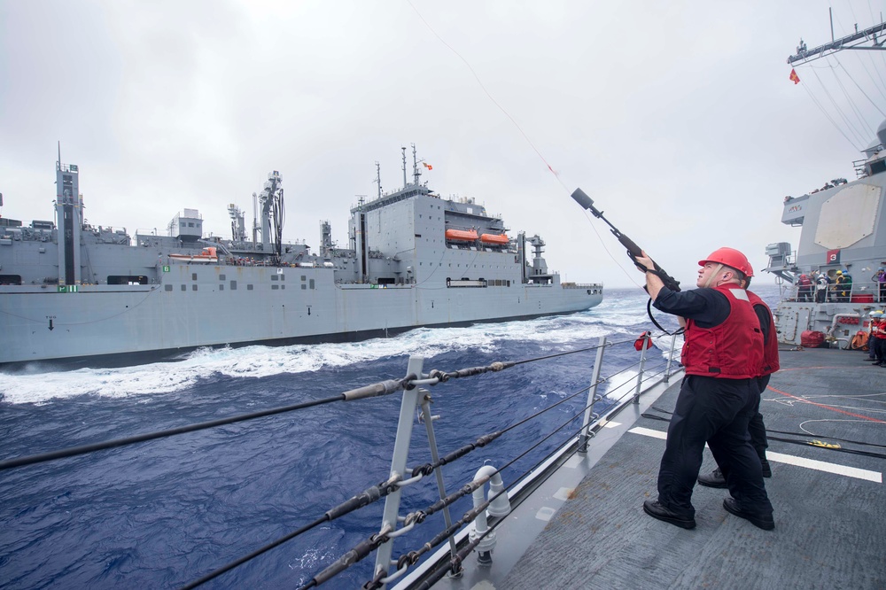 USS Benfold replenishment at sea
