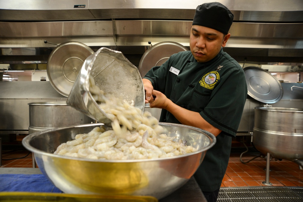 Sailor preps food