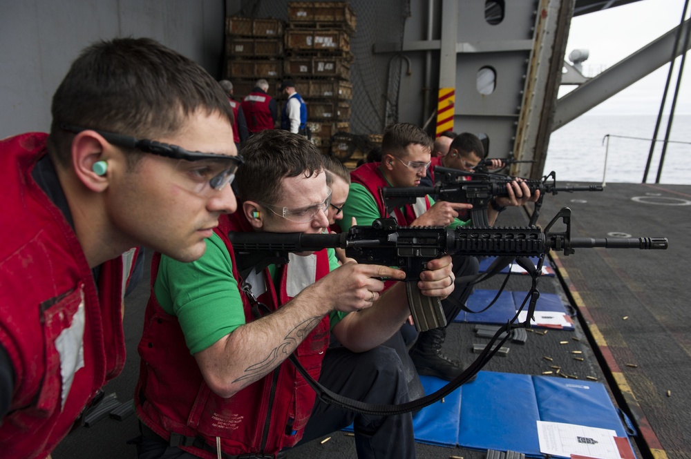 Target practice exercise aboard USS Theodore Roosevelt