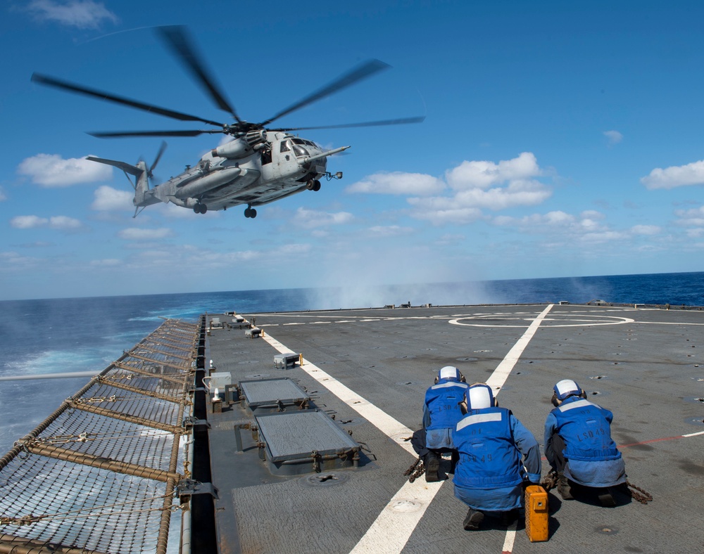 USS Harpers Ferry flight deck activity