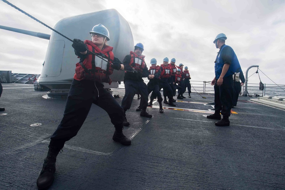 USS Mobile Bay replenishment at sea