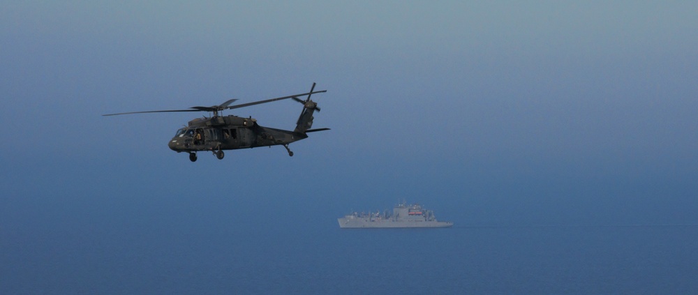 California and West Virginia Army National Guard Soldiers conduct deck landing qualifications