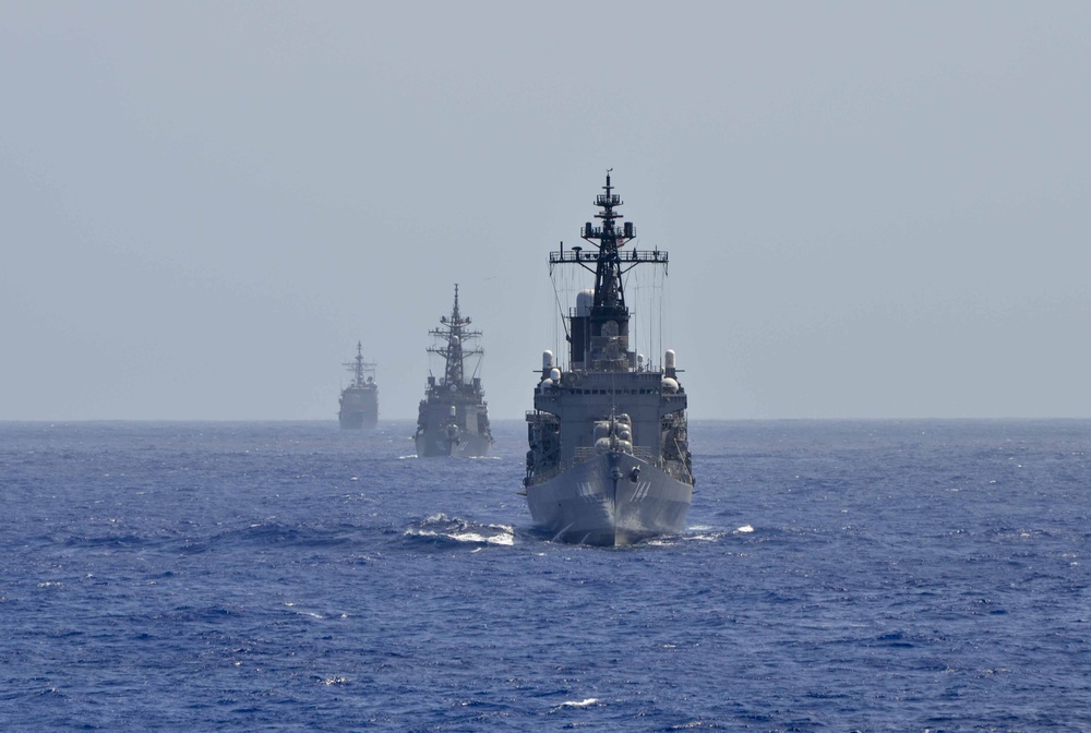 Multi Sail 2016 US Navy Ships and JMSDF Ships Steam in Formation