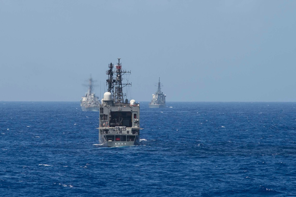 Multi Sail 2016 US Navy Ships and JMSDF Ships Steam in Formation