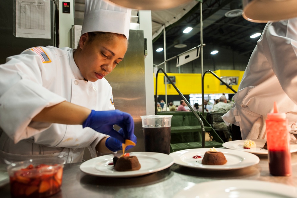 US Army Reserve Culinary Arts Team serves three-course meal to guest diners