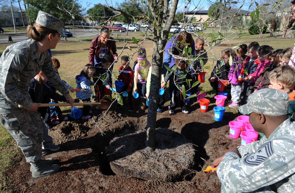 Keesler children celebrate trees on Arbor Day