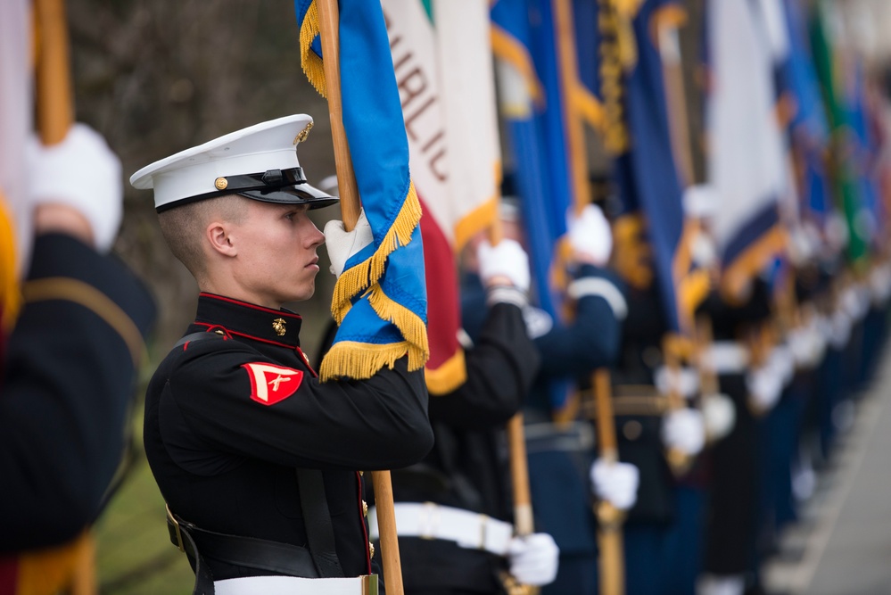 Prime Minister of Canada lays a wreath at the Tomb of the Unknown Soldier in Arlington National Cemetery