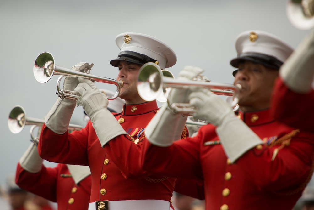 A Marine Corps tradition returns: the Battle Color Detachment performs aboard MCAS Miramar