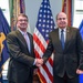 Secretary of defense and Israel's MOD Moshe Ya'alon greet