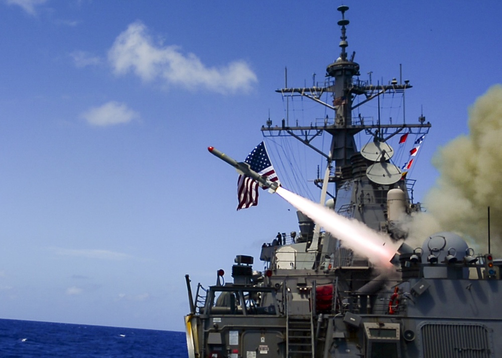 Harpoon missile live fire during Multi-Sail 2016